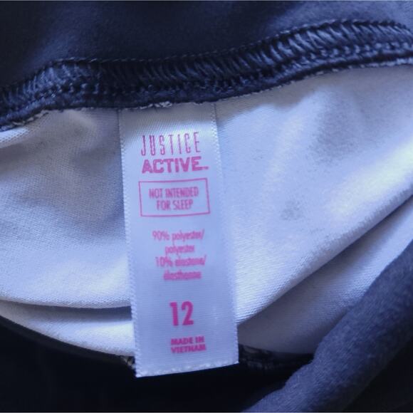 Justice Active Girls Leggings Size 12 Gray Pink Stretch Workout Pants - Picture 3 of 3